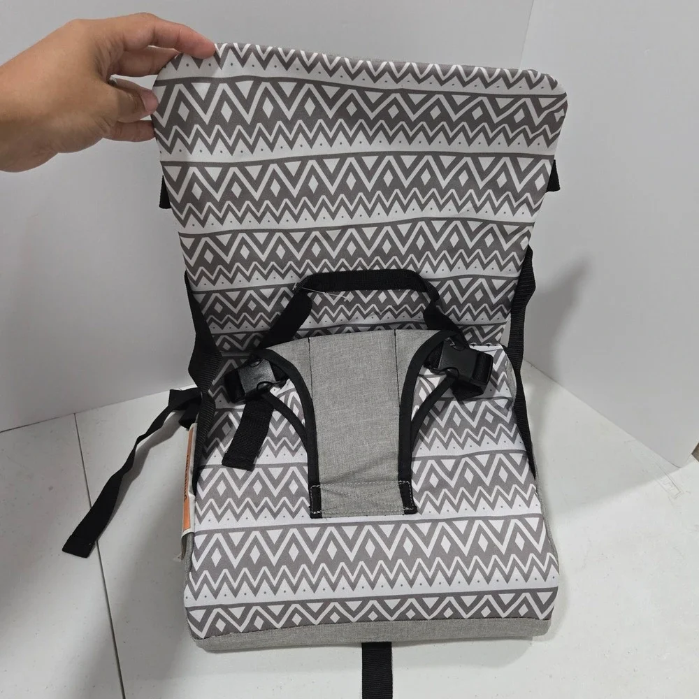 Dreambaby Grab n Go Booster Seat Gray Chevron Travel High Chair Storage Bag